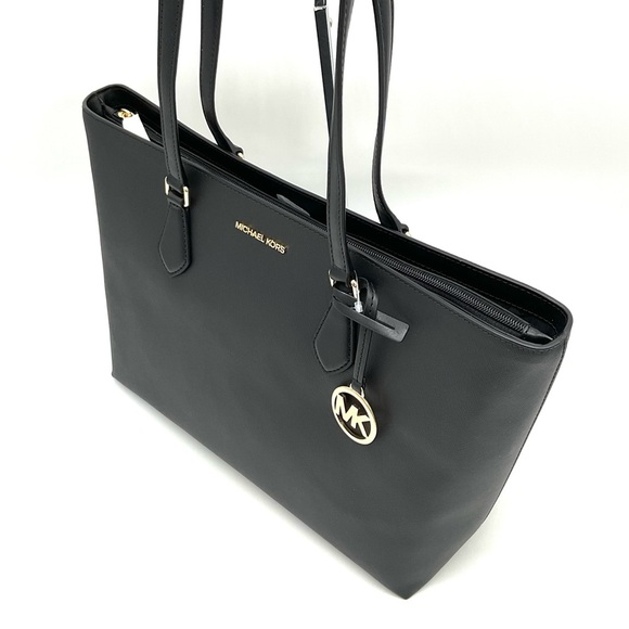 Michael Kors Bag Large Sheila Mf Tote Bag & Large Double Zip Wallet Black/Gold - Picture 6 of 14